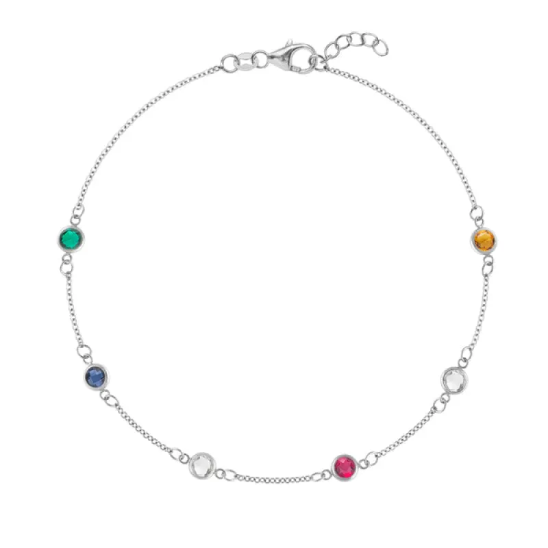 Personalized Classic 6 Birthstone Bracelet in 14k Gold sold by Haverhill