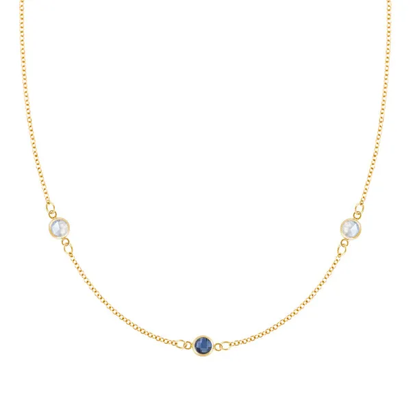 Personalized Classic 3 Birthstone Necklace in 14k Gold sold by Haverhill
