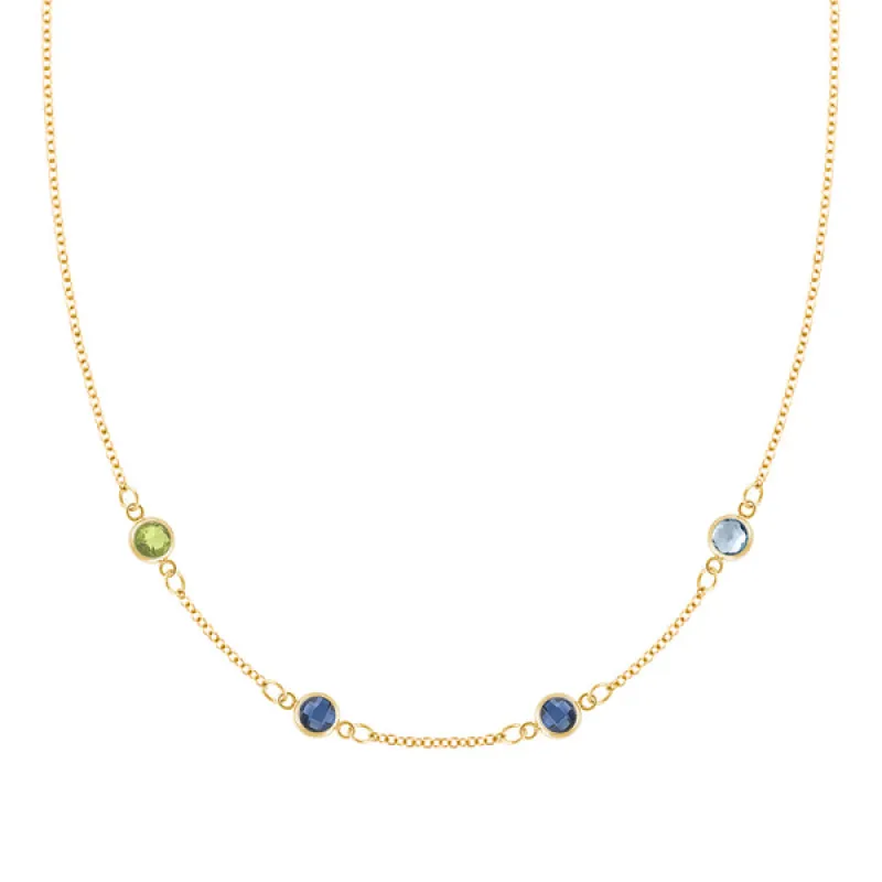 Personalized Classic 4 Birthstone Necklace in 14k Gold sold by Haverhill