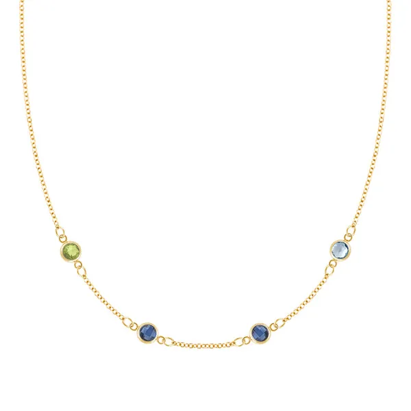 Personalized Classic 4 Birthstone Necklace in 14k Gold sold by Haverhill