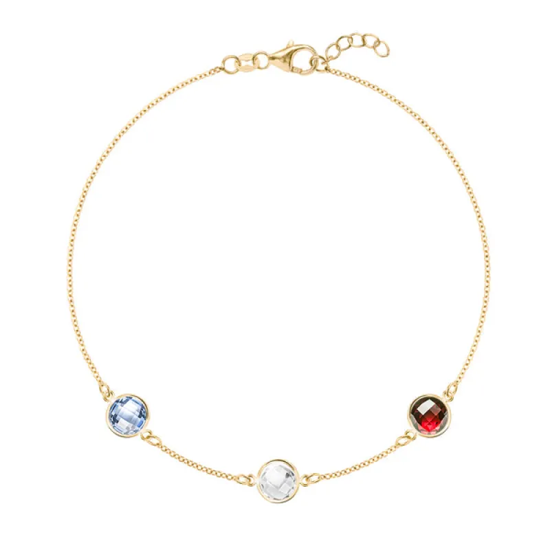 Personalized Grand 3 Birthstone Bracelet in 14k Gold sold by Haverhill