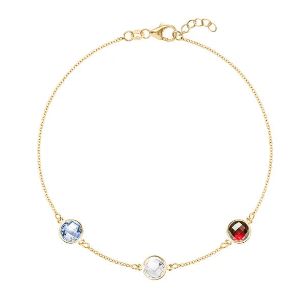 Personalized Grand 3 Birthstone Bracelet in 14k Gold sold by Haverhill
