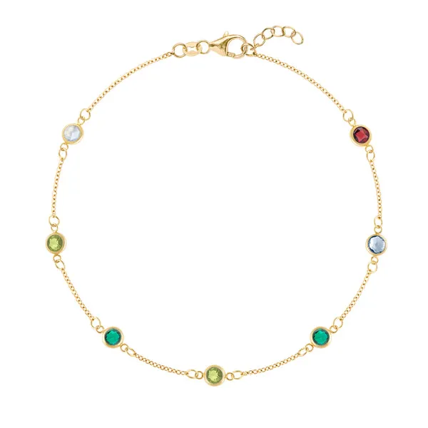 Personalized Classic 7 Birthstone Bracelet in 14k Gold sold by Haverhill