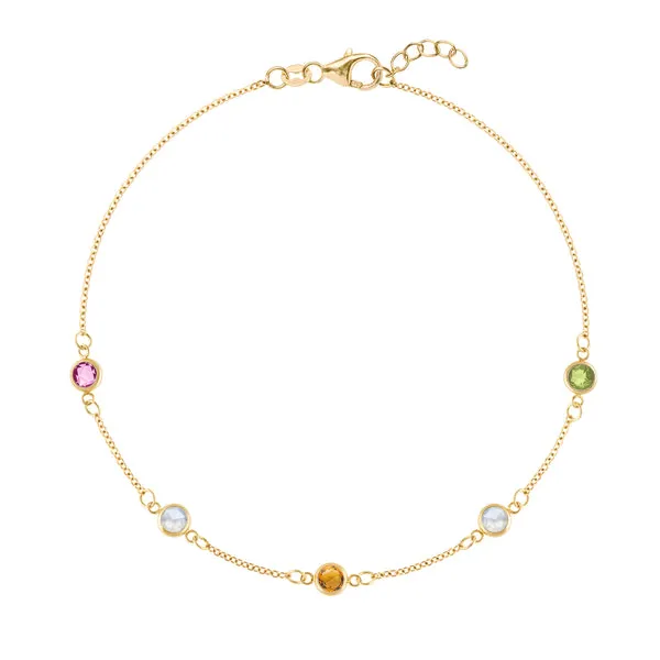 Personalized Classic 5 Birthstone Bracelet in 14k Gold sold by Haverhill