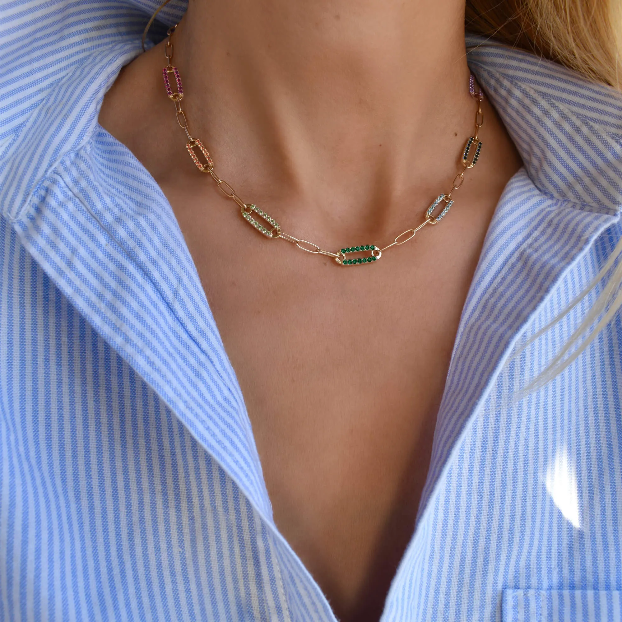 Rainbow Adelaide Pavé Necklace in 14k Gold sold by Haverhill product image thumbnail 2