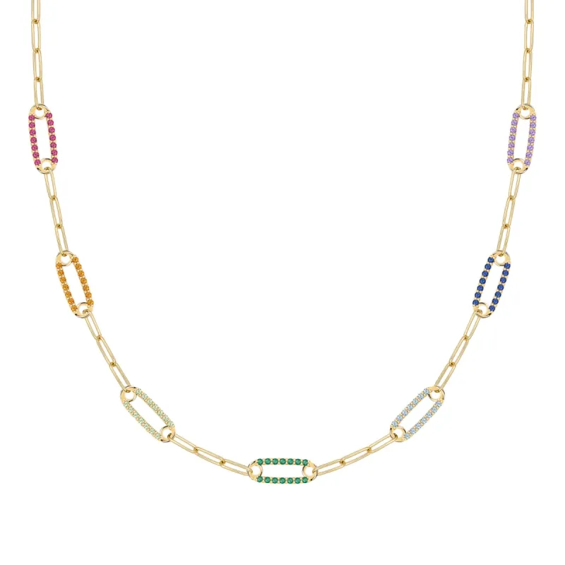 Rainbow Adelaide Pavé Necklace in 14k Gold sold by Haverhill