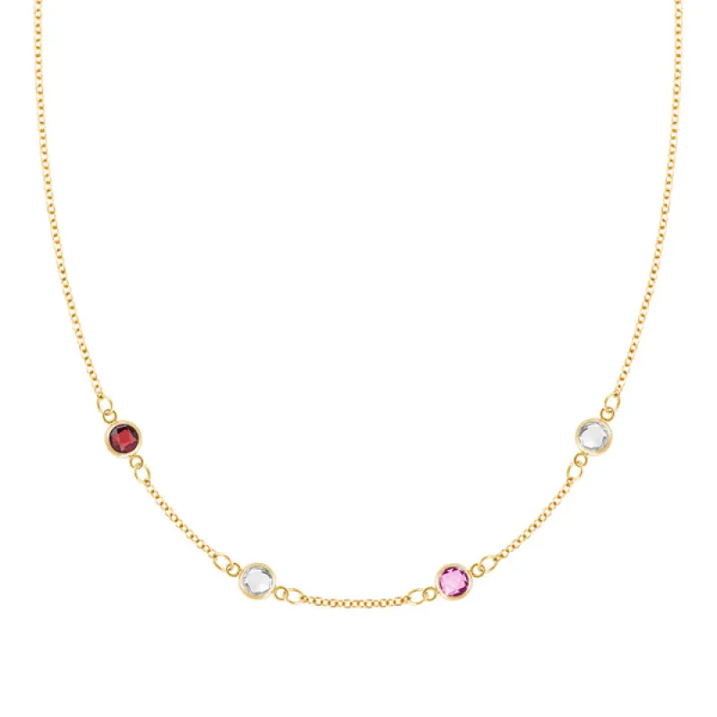 Personalized Classic 4 Birthstone Necklace in 14k Gold sold by Haverhill