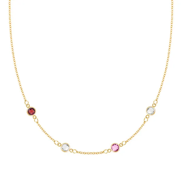 Personalized Classic 4 Birthstone Necklace in 14k Gold sold by Haverhill