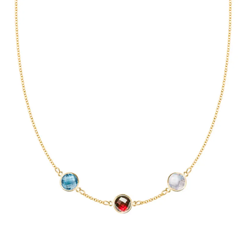 Personalized Grand 3 Birthstone Necklace in 14k Gold sold by Haverhill