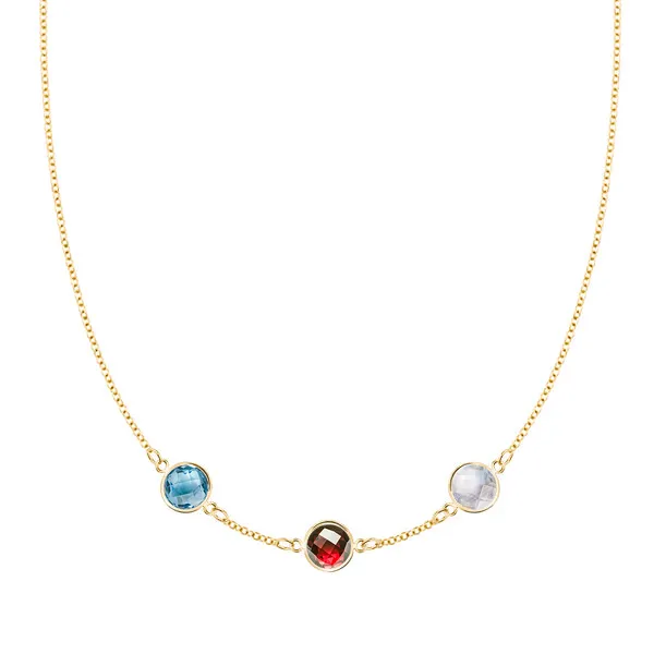 Personalized Grand 3 Birthstone Necklace in 14k Gold sold by Haverhill