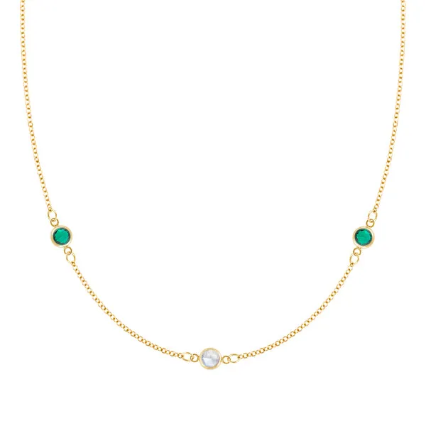 Personalized Classic 3 Birthstone Necklace in 14k Gold sold by Haverhill