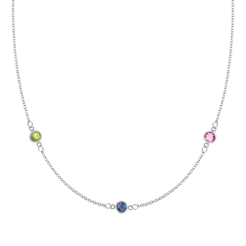 Personalized Classic 3 Birthstone Necklace in 14k Gold sold by Haverhill