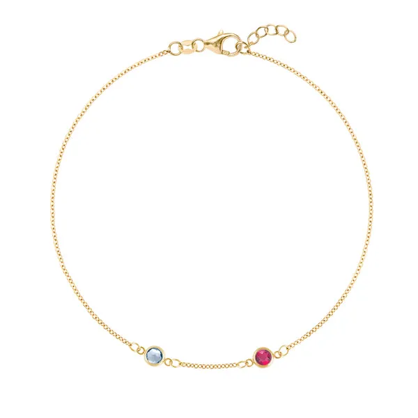 Personalized Classic 2 Birthstone Bracelet in 14k Gold sold by Haverhill