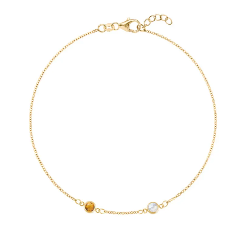 Personalized Classic 2 Birthstone Bracelet in 14k Gold sold by Haverhill