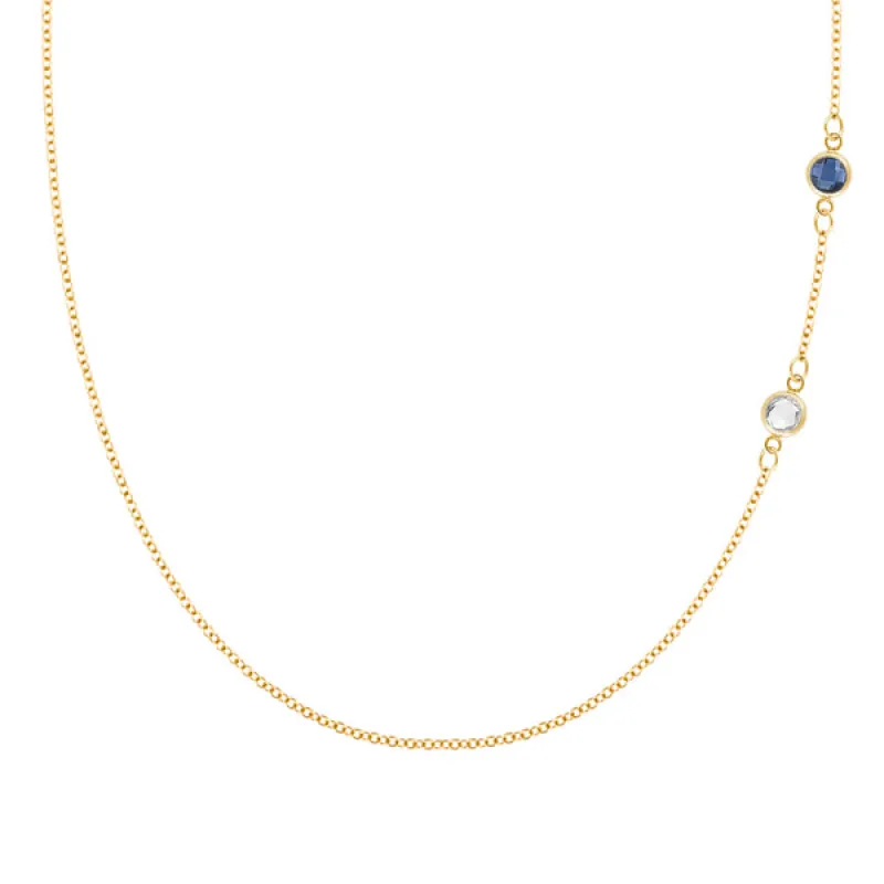 Personalized Classic 2 Birthstone Necklace in 14k Gold sold by Haverhill