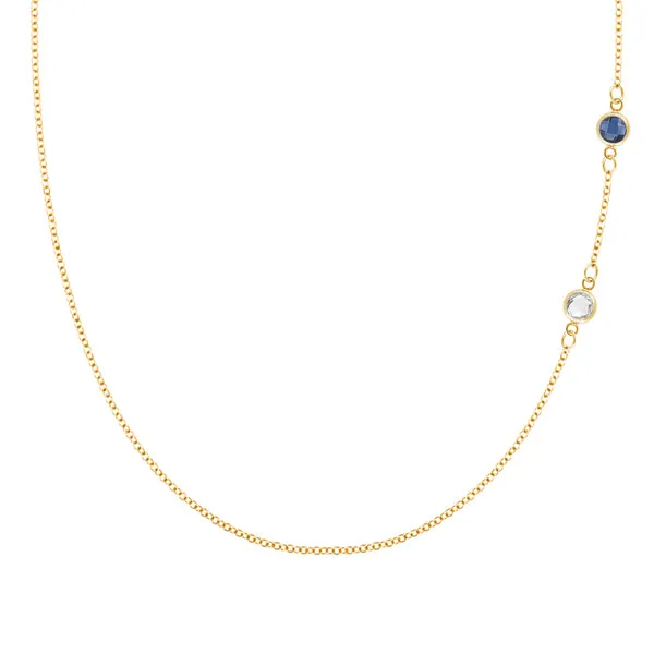 Personalized Classic 2 Birthstone Necklace in 14k Gold sold by Haverhill