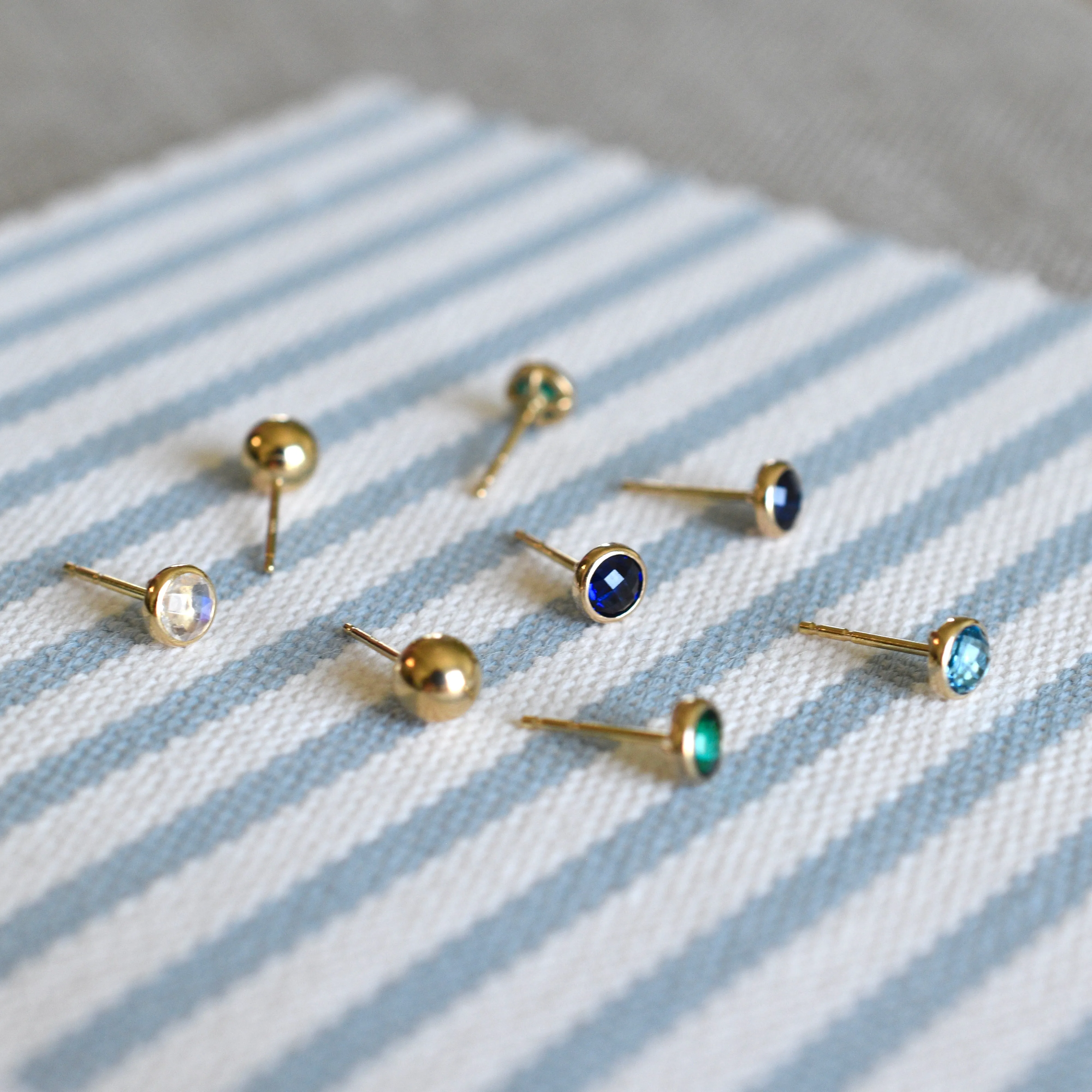 Sapphire Birthstone Stud Earrings in 14k Yellow Gold (September) sold by Haverhill product image thumbnail 5