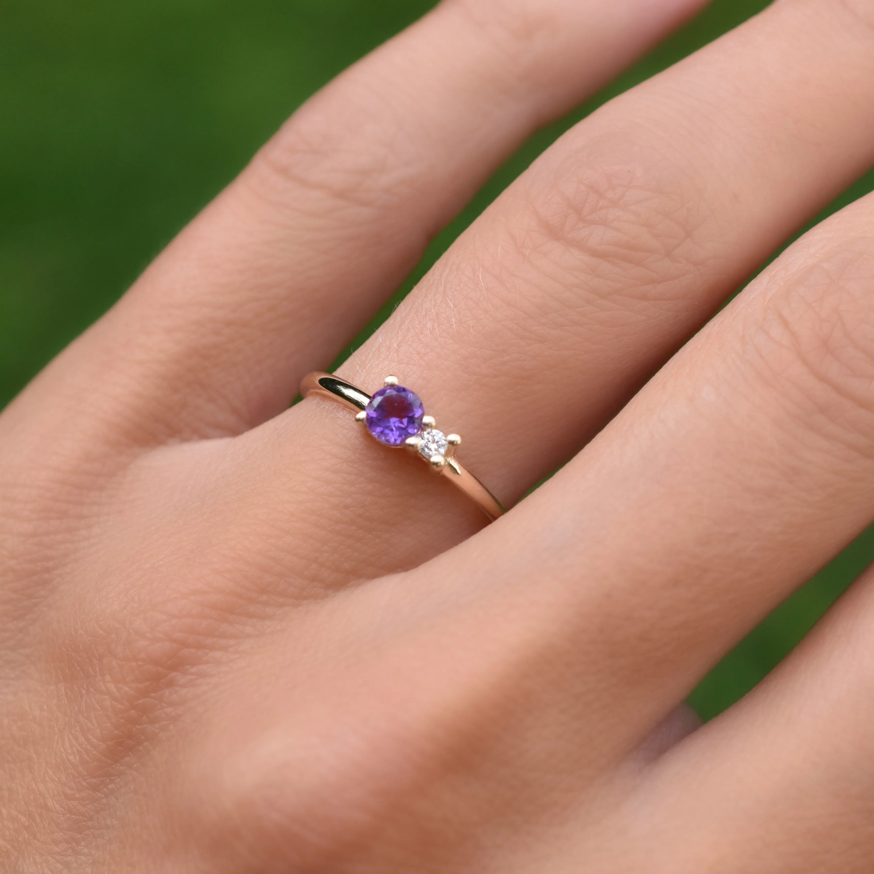 Personalized Greenwich Solitaire Birthstone & Diamond Ring in 14k Gold sold by Haverhill product image thumbnail 3