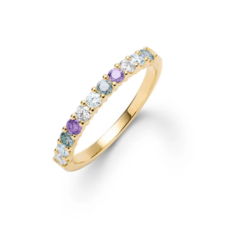 Personalized Rosecliff Birthstone Stackable Ring in 14k Gold sold by Haverhill
