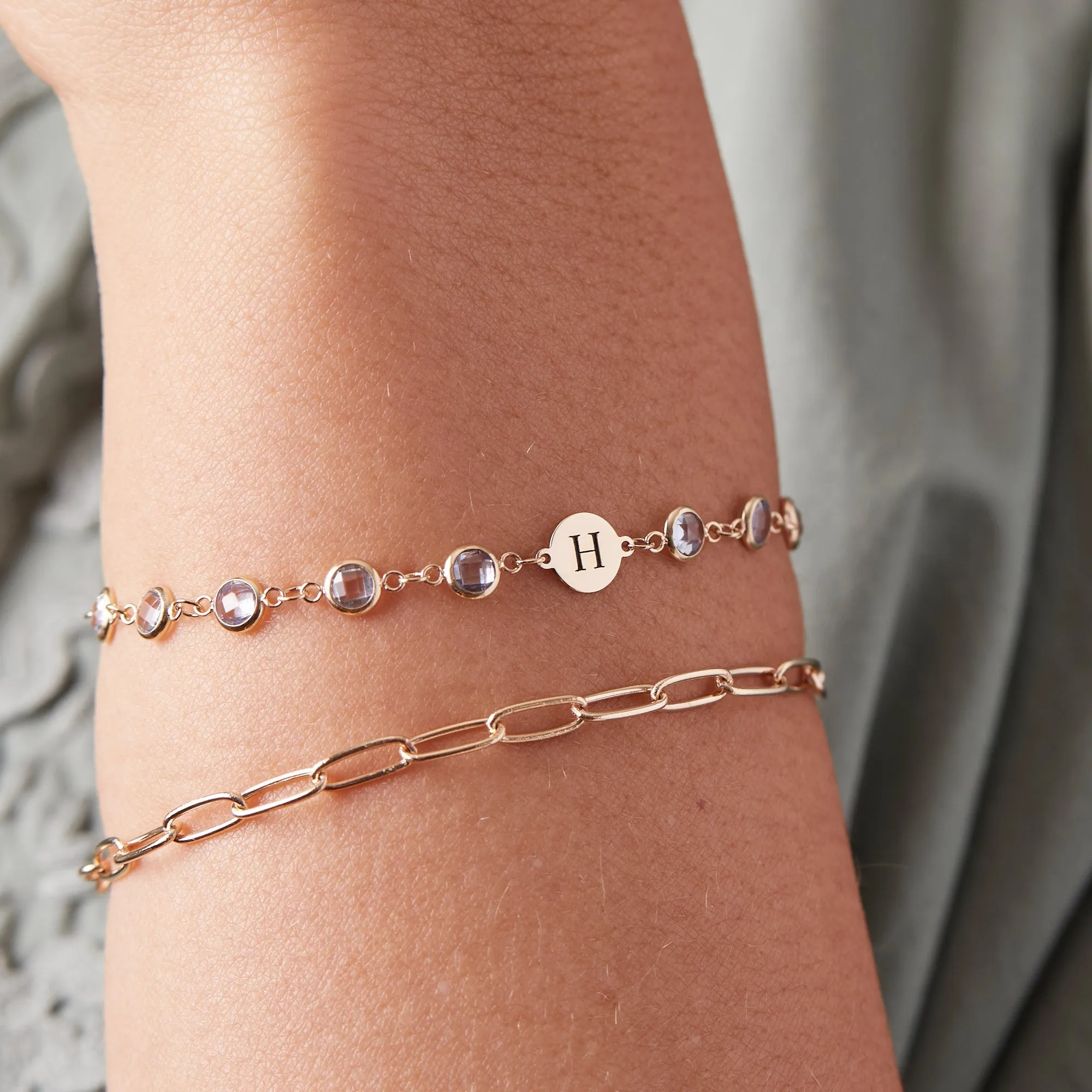 Personalized Newport 1 Letter Birthstone Bracelet in 14k Gold sold by Haverhill product image thumbnail 3