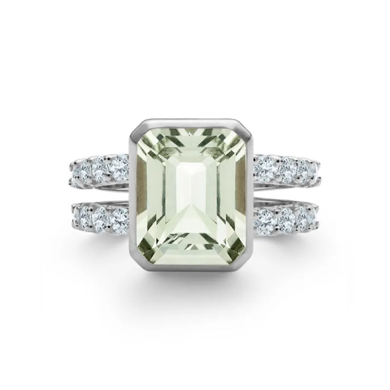 Personalized Warren Vertical Birthstone Ring with Accent Stones in 14k Gold sold by Haverhill