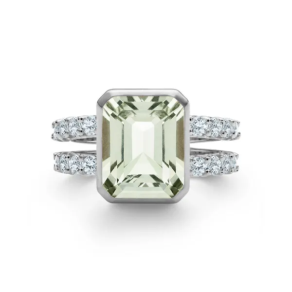 Personalized Warren Vertical Birthstone Ring with Accent Stones in 14k Gold sold by Haverhill