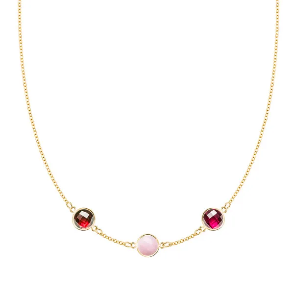 Personalized Grand 3 Birthstone Necklace in 14k Gold sold by Haverhill