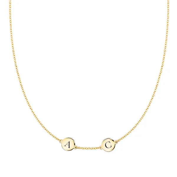 Personalized 2 Letter Necklace in 14k Gold (Single Spacing) sold by Haverhill