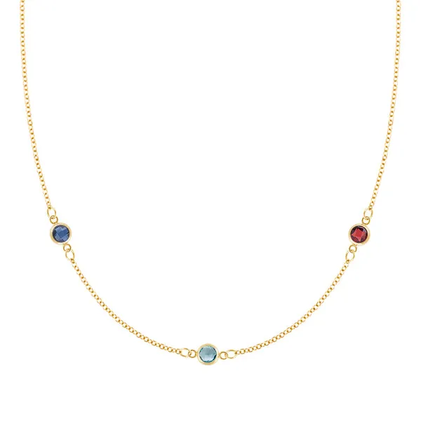 Personalized Classic 3 Birthstone Necklace in 14k Gold sold by Haverhill