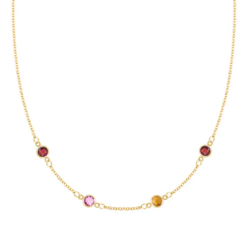 Personalized Classic 4 Birthstone Necklace in 14k Gold sold by Haverhill