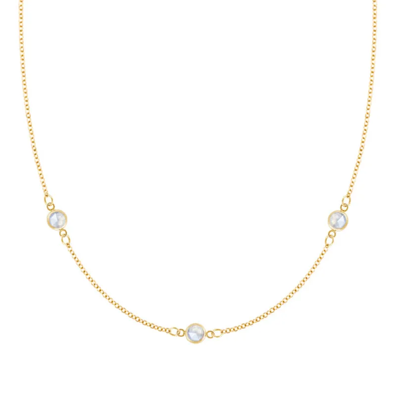 Personalized Classic 3 Birthstone Necklace in 14k Gold sold by Haverhill