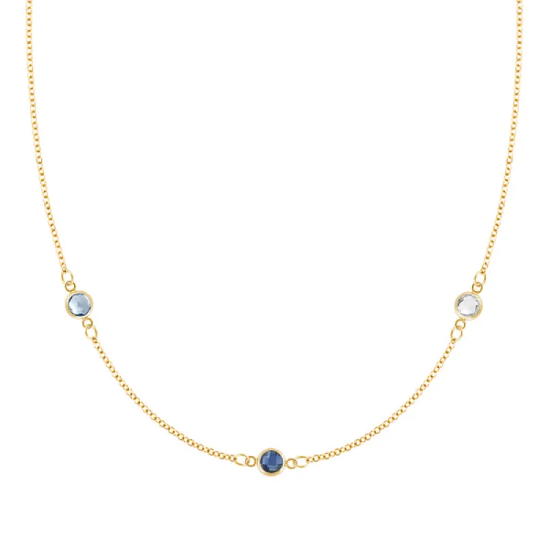 Personalized Classic 3 Birthstone Necklace in 14k Gold sold by Haverhill