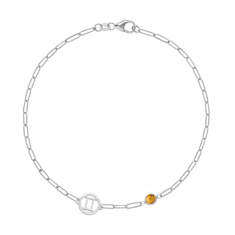 Personalized Zodiac & Birthstone Adelaide Mini Bracelet in 14k Gold sold by Haverhill