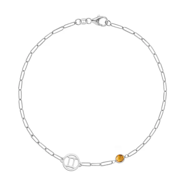 Personalized Zodiac & Birthstone Adelaide Mini Bracelet in 14k Gold sold by Haverhill