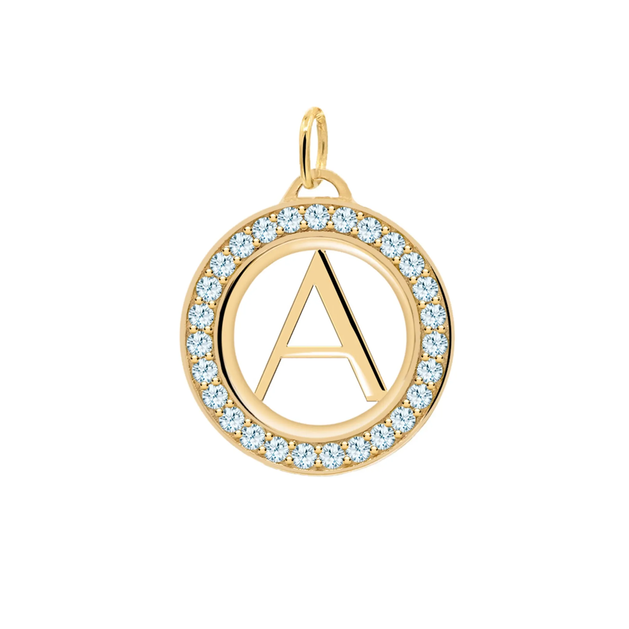 Letter & Nantucket Blue Topaz Pendant in 14k Gold (December) sold by Haverhill