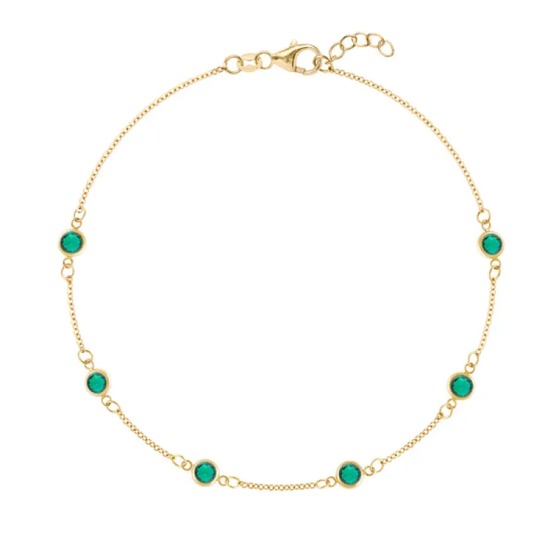 Personalized Classic 6 Birthstone Bracelet in 14k Gold sold by Haverhill