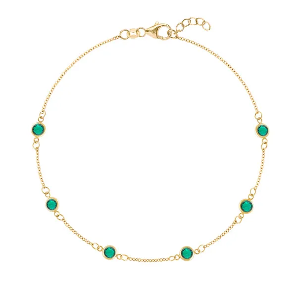 Personalized Classic 6 Birthstone Bracelet in 14k Gold sold by Haverhill