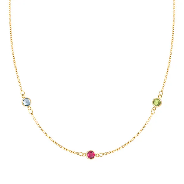 Personalized Classic 3 Birthstone Necklace in 14k Gold sold by Haverhill