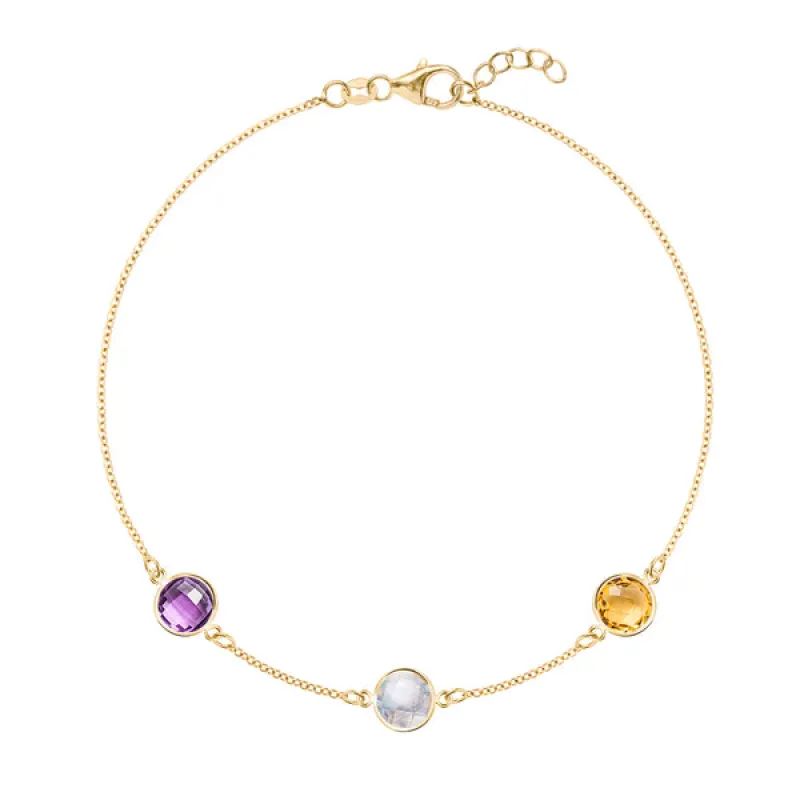 Personalized Grand 3 Birthstone Bracelet in 14k Gold sold by Haverhill