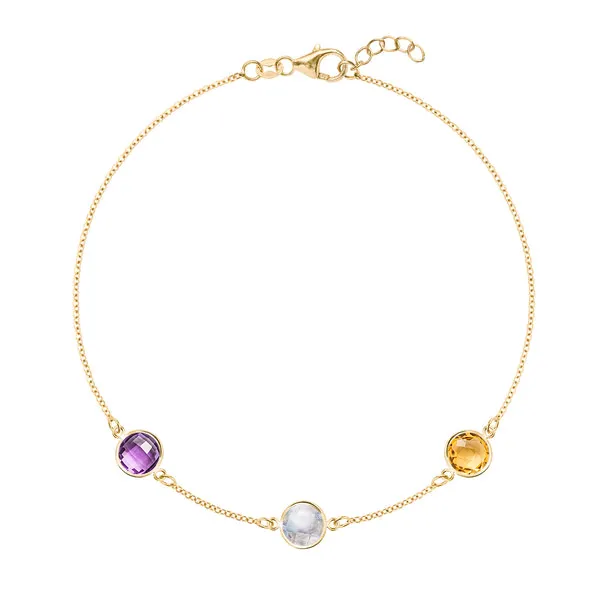 Personalized Grand 3 Birthstone Bracelet in 14k Gold sold by Haverhill