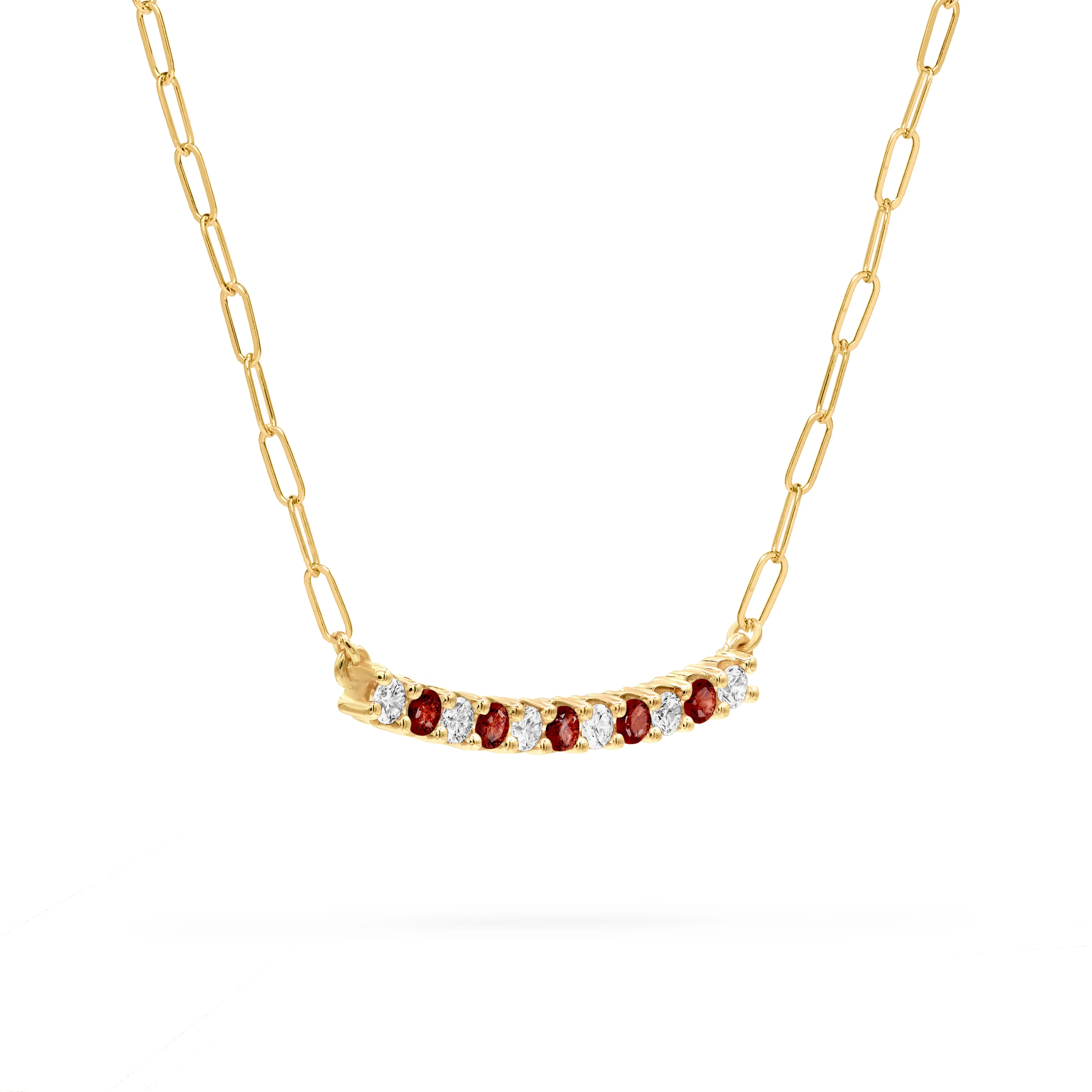 Rosecliff Diamond & Garnet Bar Adelaide Mini Necklace in 14k Gold (January) sold by Haverhill product image thumbnail 4