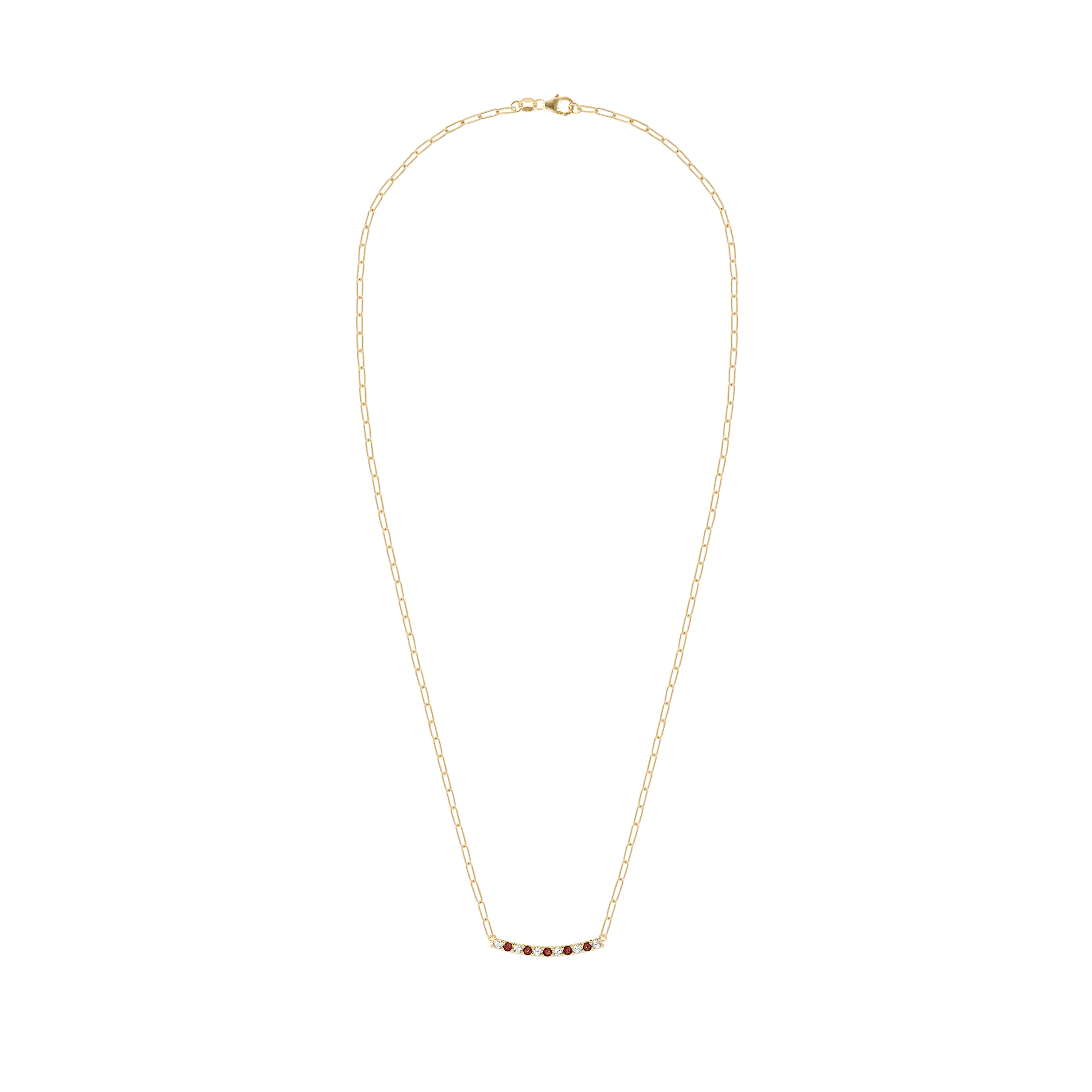 Rosecliff Diamond & Garnet Bar Adelaide Mini Necklace in 14k Gold (January) sold by Haverhill product image thumbnail 5