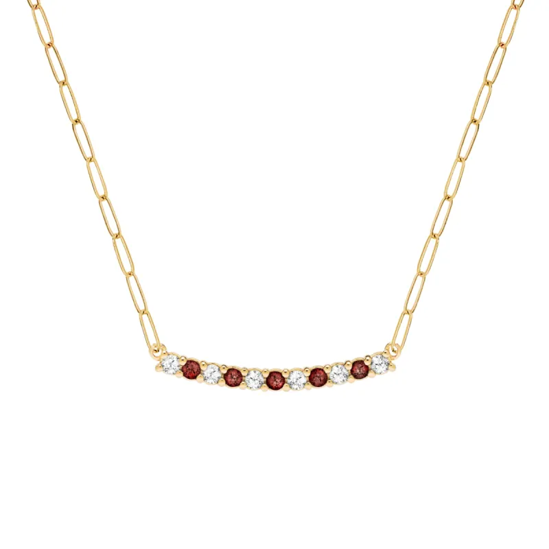 Rosecliff Diamond & Garnet Bar Adelaide Mini Necklace in 14k Gold (January) sold by Haverhill