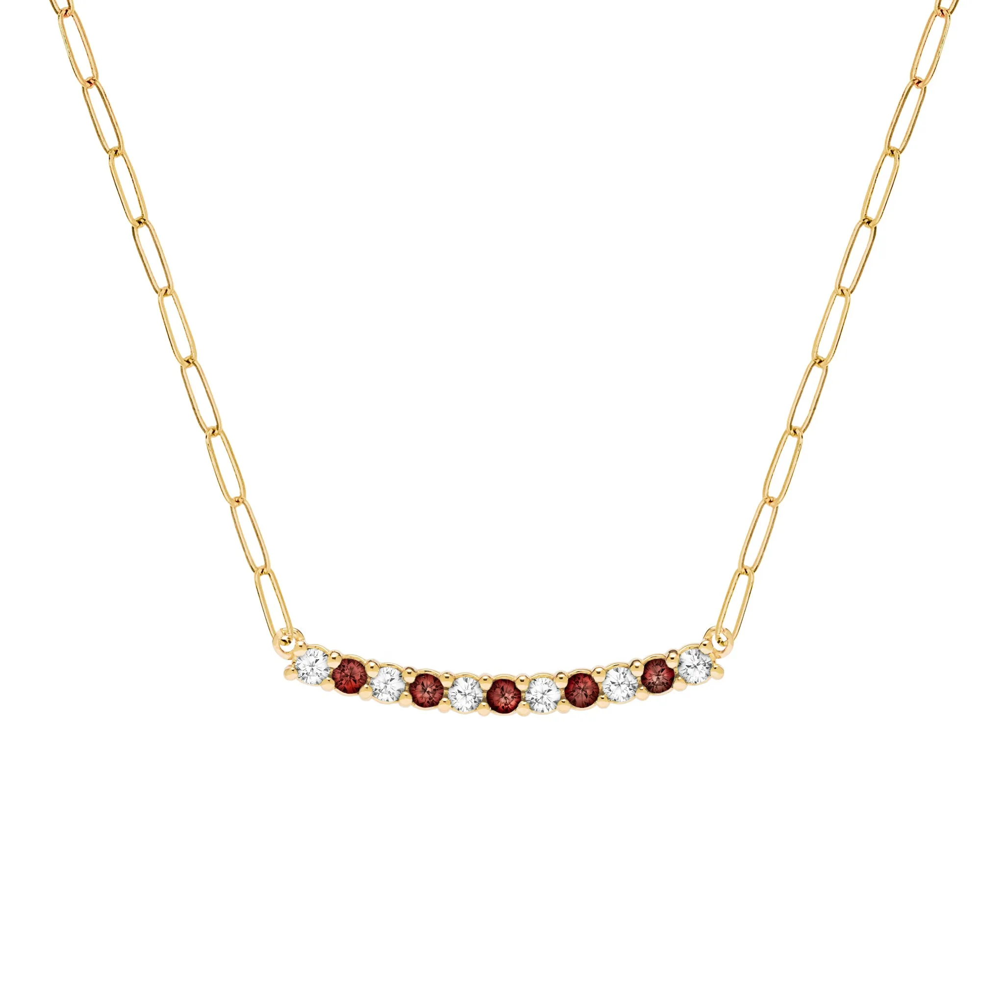 Rosecliff Diamond & Garnet Bar Adelaide Mini Necklace in 14k Gold (January) sold by Haverhill
