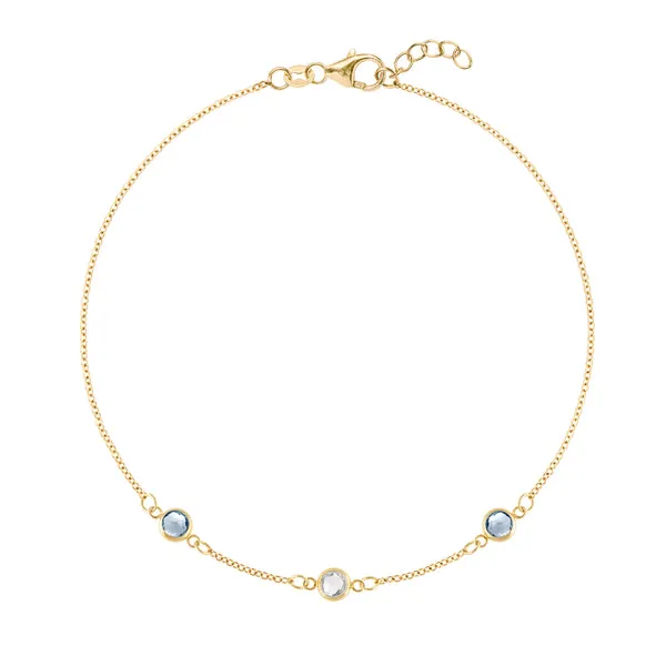 Personalized Classic 3 Birthstone Bracelet in 14k Gold sold by Haverhill