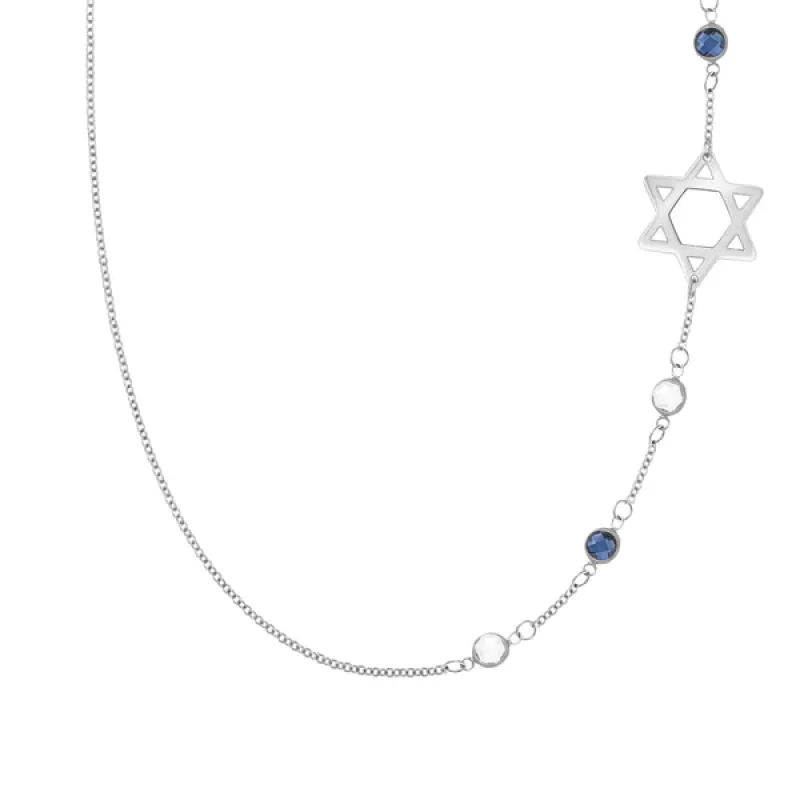 Personalized Classic Star of David & 4 Birthstone Necklace in 14k Gold sold by Haverhill