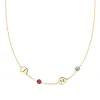 Personalized Classic 2 Letter & 2 Birthstone Necklace in 14k Gold (Single Spacing) sold by Haverhill