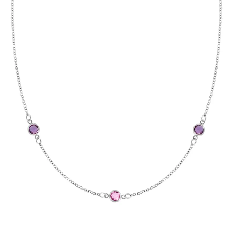 Personalized Classic 3 Birthstone Necklace in 14k Gold sold by Haverhill