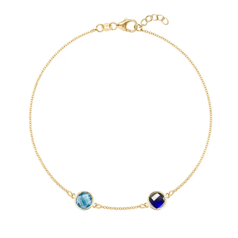 Personalized Grand 2 Birthstone Bracelet in 14k Gold sold by Haverhill