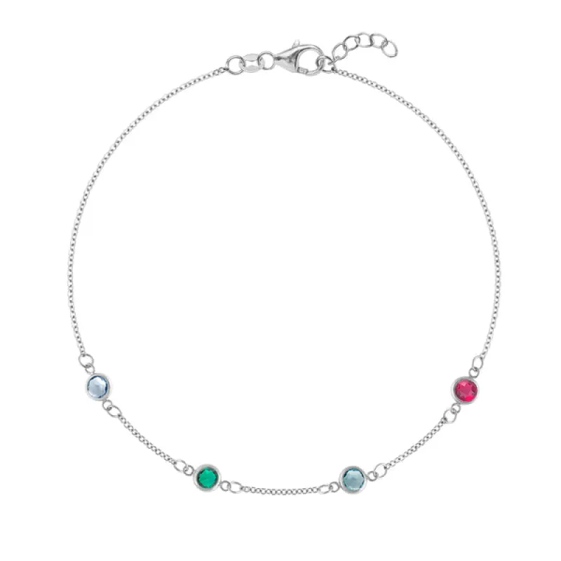 Personalized Classic 4 Birthstone Bracelet in 14k Gold sold by Haverhill